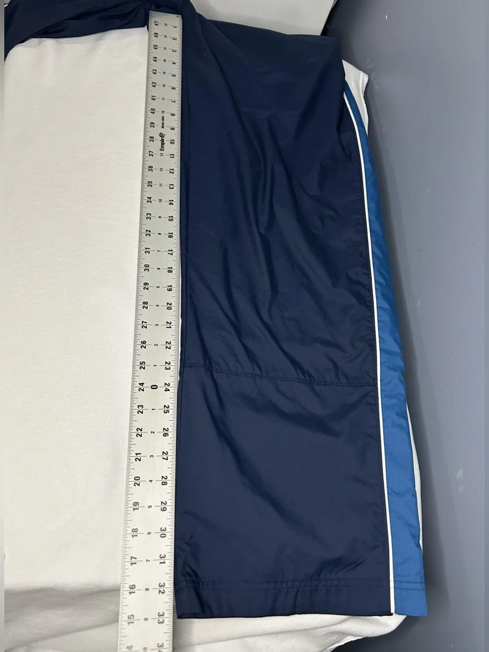 Vtg‎ Nike Track Pants Mens 2XL Blue Soft Lined Elastic Waist Side Stripe Zip Hem